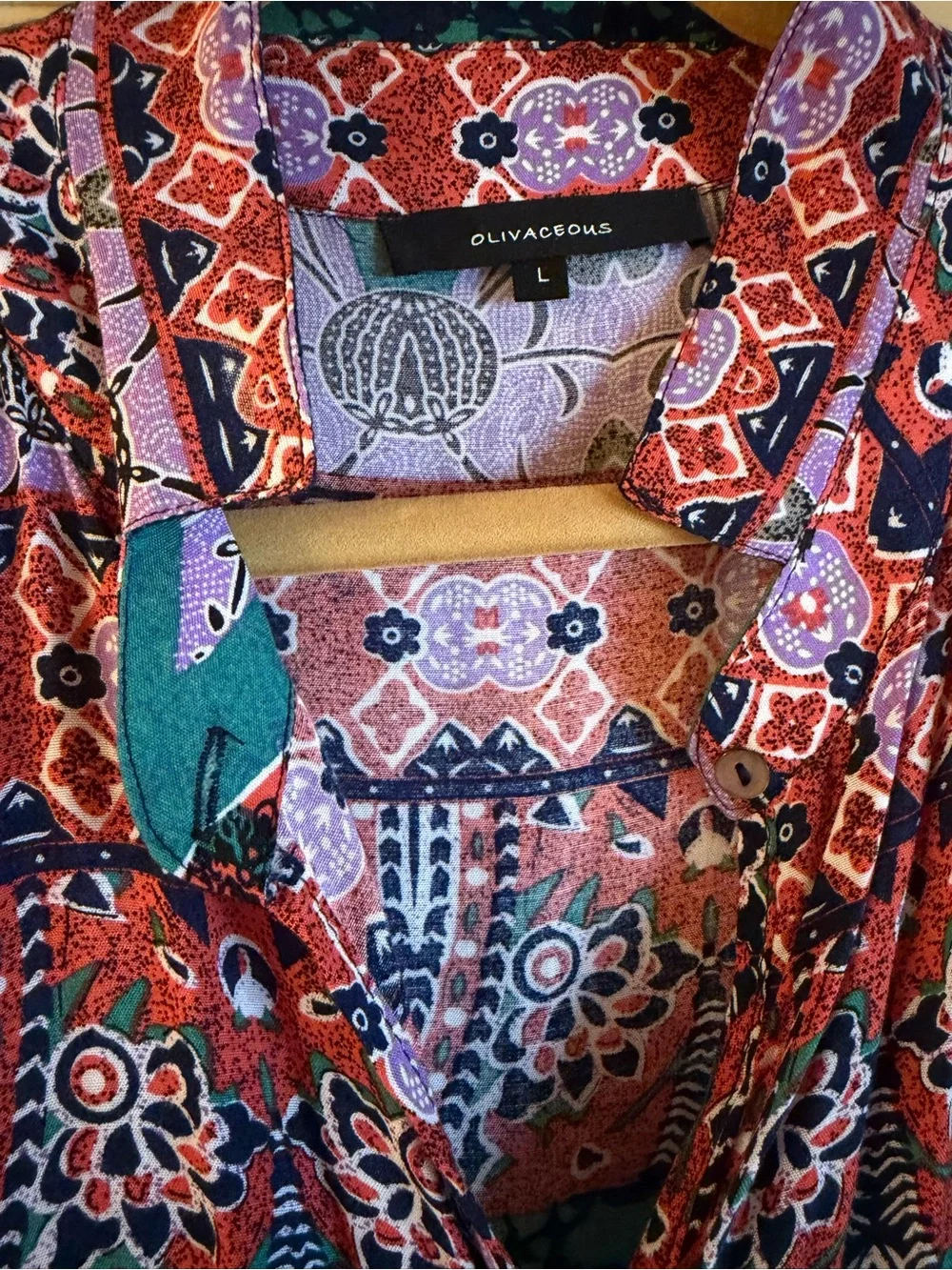 Boho Floral Patchwork Button-Front Women's ROMPER ! SIZE LARGE soft coverup!